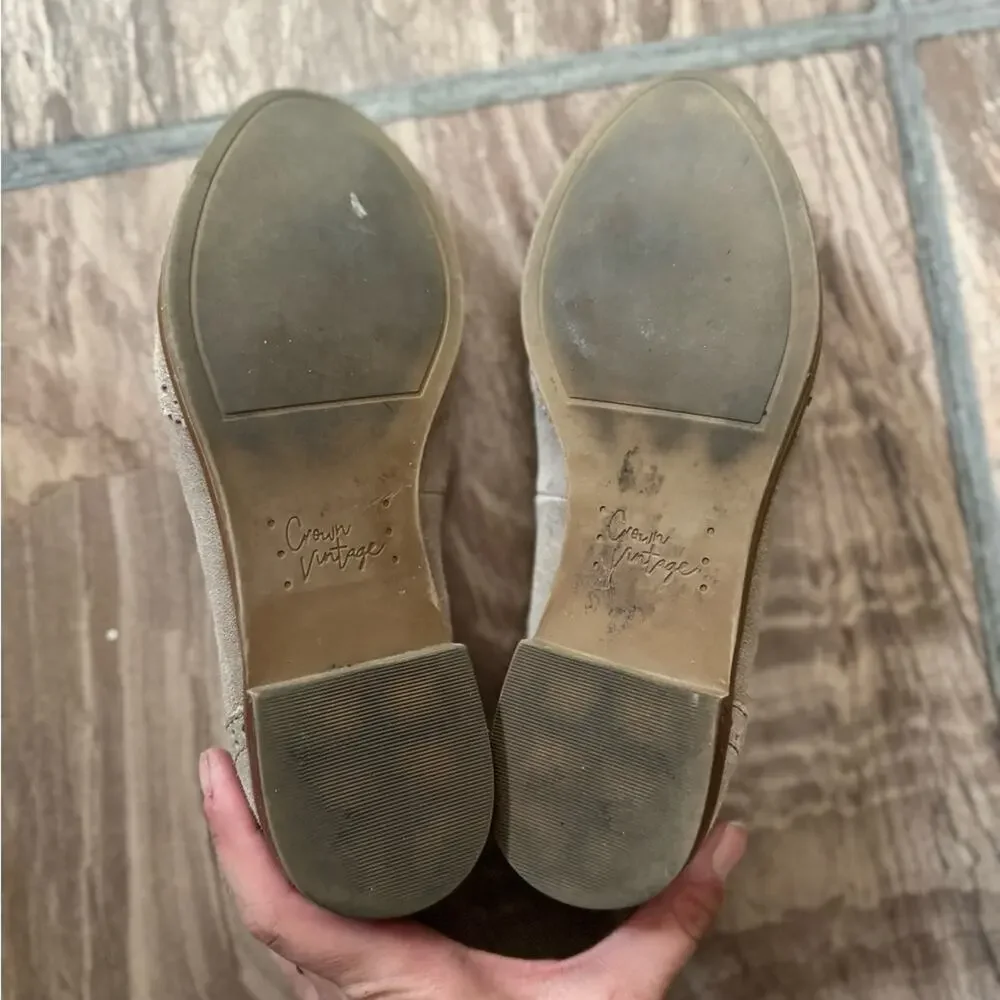 Crown Vintage Carlo Oxford Loafer Women’s Size 6 Taupe Suede Tassel Flats